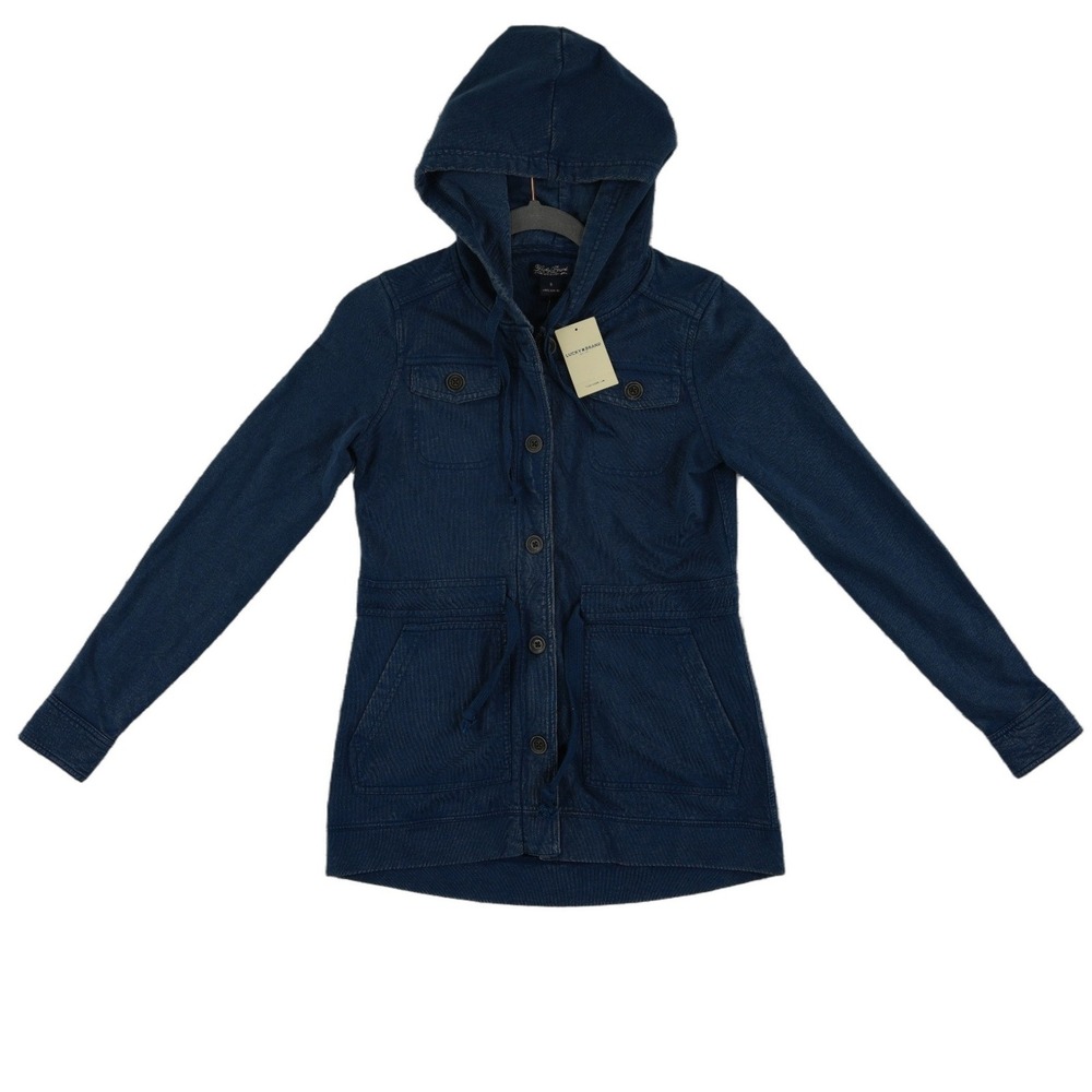 NWT Lucky Brand 100% Cotton Utility Sweatshirt Jacket Women's‎ Size Small Blue